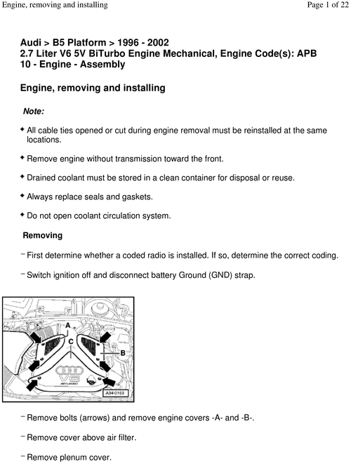 Product picture Audi B5 S4 Engine Service manuals