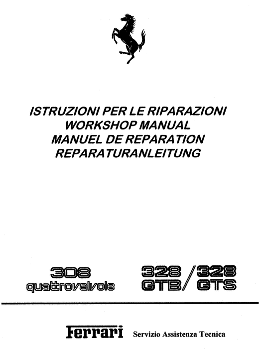 Product picture Ferrari 308QV 328 GTB/328GTS Service factory Manual Download