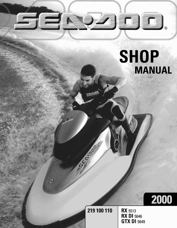 Product picture 2000 SeaDoo RX (5513) RX DI (5646) GTX (5649) Repair Manual