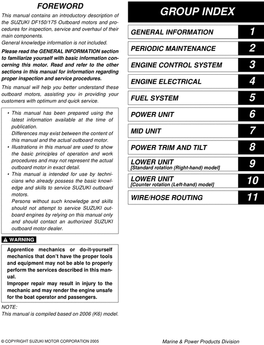 Product picture Suzuki 2006-2010 repair Manual Df150 Df175 150/175 Outboard